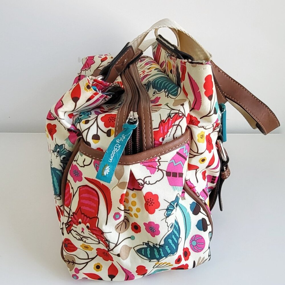 Lily Bloom Floral Canvas Satchel Bag | Multicolor Cats Shoulder Handbag Y2K - Picture 6 of 16